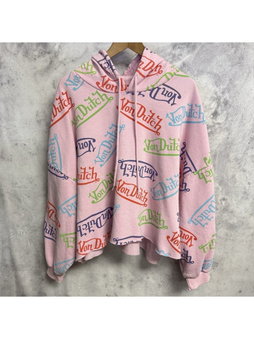Von Dutch Pink Cropped Hoodie Womens 3X Plus Size Y2K Crop Sweatshirt